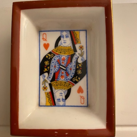 Asianera Hand Painted Bone China King of Spades and Queen of Hearts Tray - Picture 3 of 6